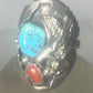 Eagle ring turquoise coral Navajo sterling silver women men