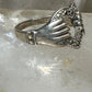Hand holding heart ring marcasite size 6.50 leaves band sterling silver women
