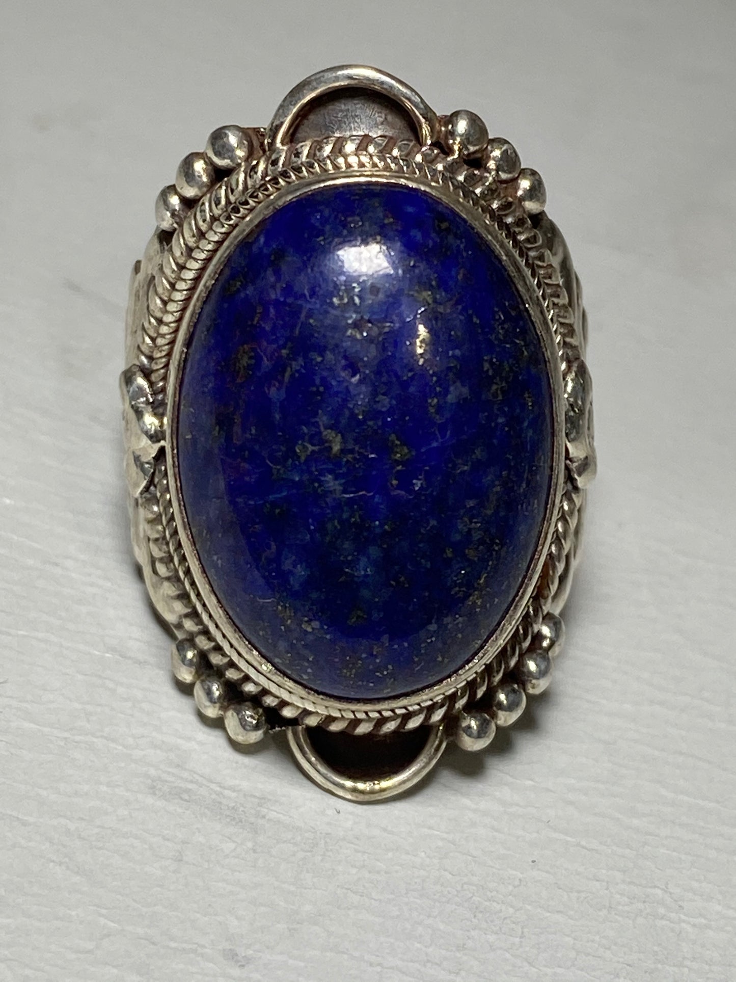 Blue Lapis ring size 8.25  tribal sterling silver women men