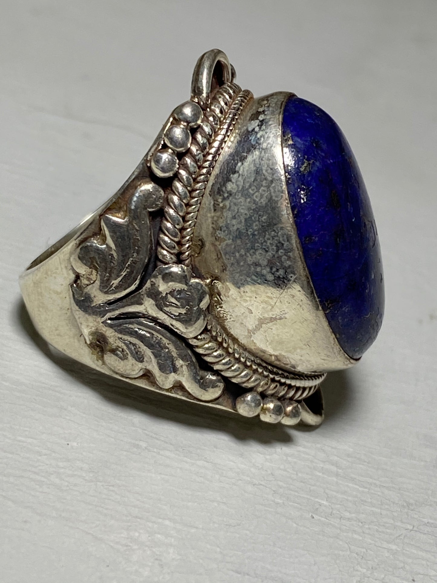 Blue Lapis ring size 8.25  tribal sterling silver women men