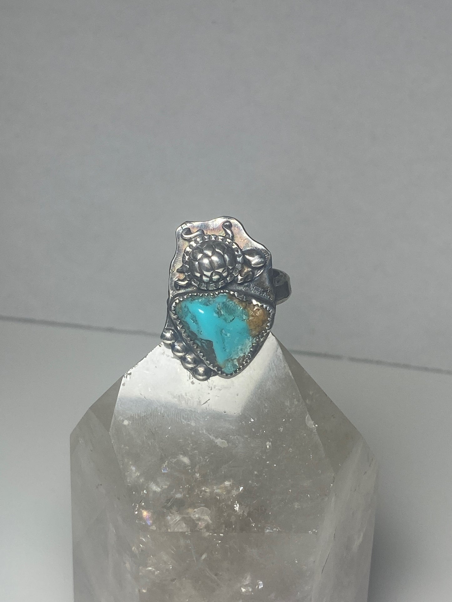 Turtle ring turquoise tribal southwest sterling silver