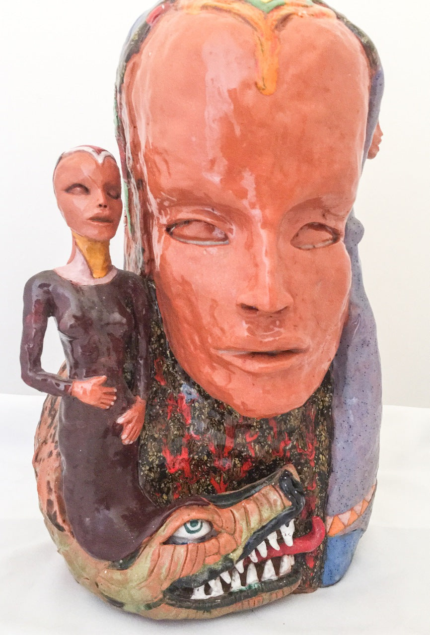 Figurative Sculpture in Black Mountain Clay  "Together"