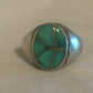 Vintage Sterling Silver Southwest Turquoise Tribal Ring  Sign ELB  Size 11 Weight  7.9g