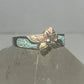 Black Hills Gold ring floral turquoise chips band sterling silver