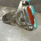 Turquoise ring size 9.50 Navajo coral sterling silver women men