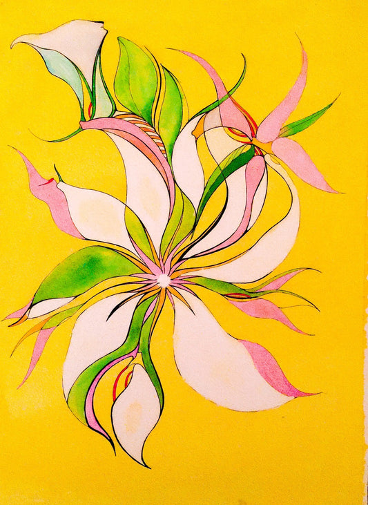 Original Watercolor o n Arches Block Paper "Sunshine Flowers"