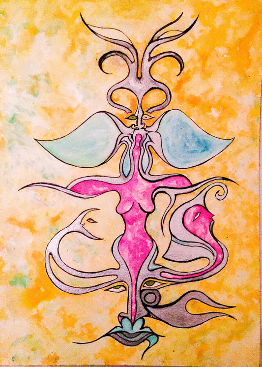 Original Watercolor on Arches Block Paper "Totem Flowers"