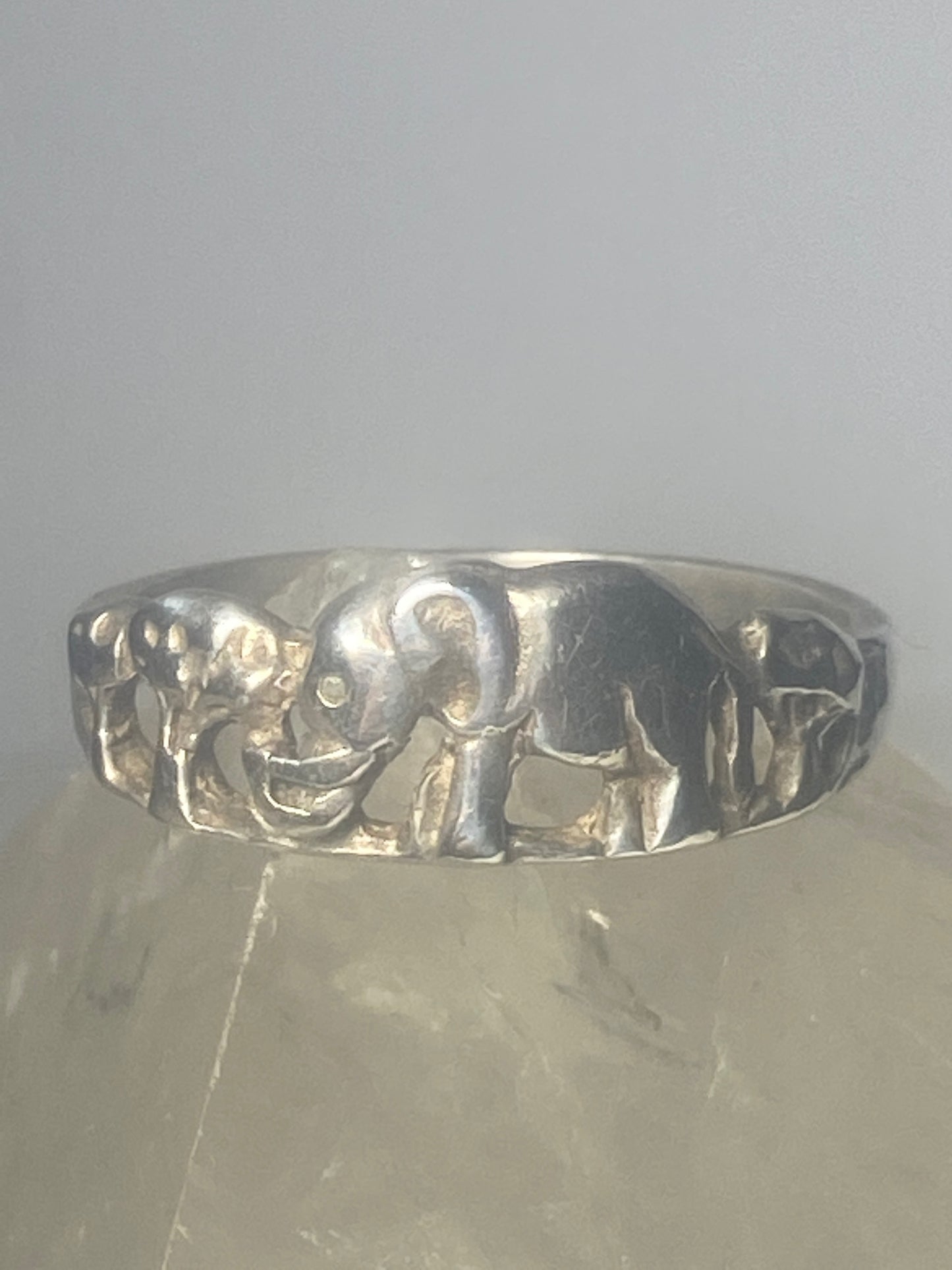 Elephant ring elephants band  sterling silver women girls