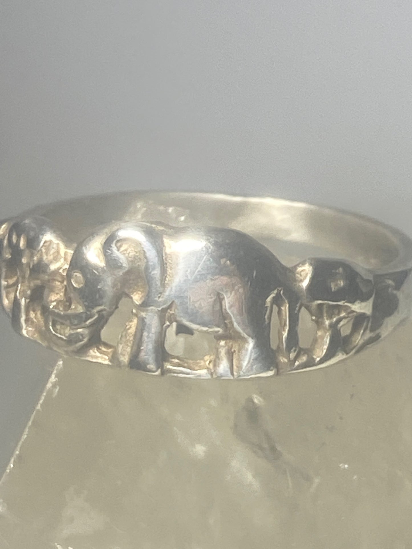 Elephant ring elephants band  sterling silver women girls