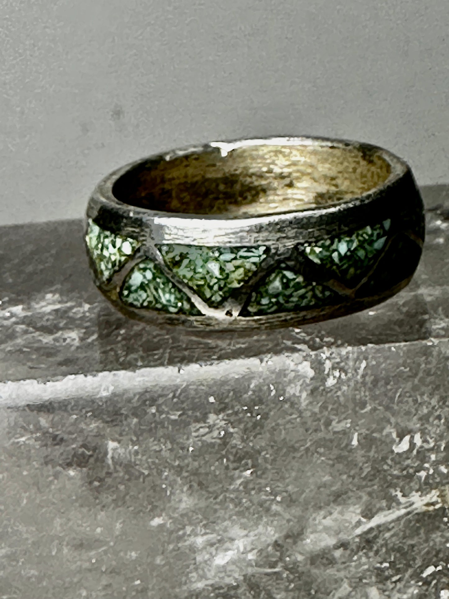 Turquoise ring size 5.25 Zuni band wedding sterling silver women b