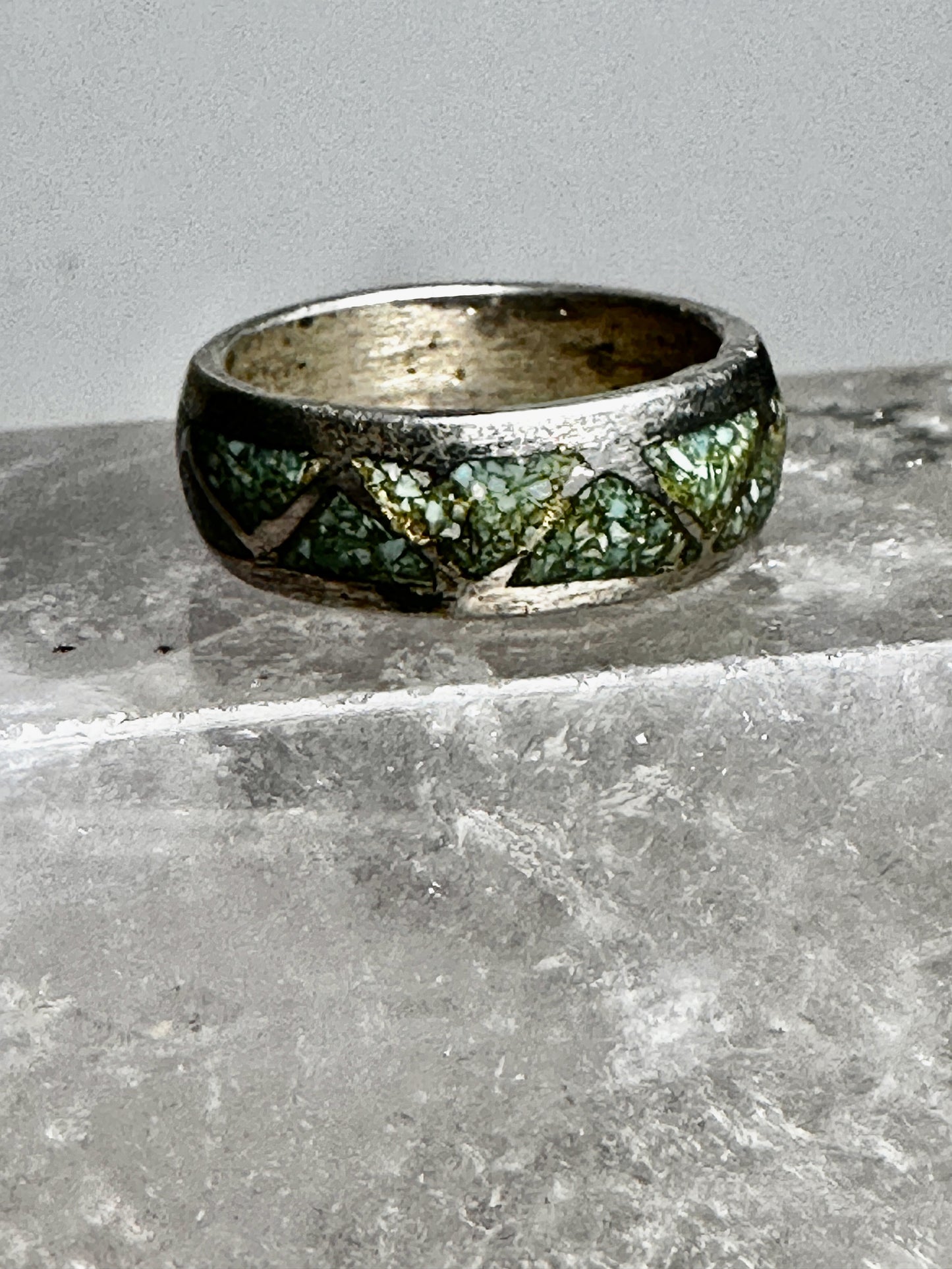 Turquoise ring size 5.25 Zuni band wedding sterling silver women b