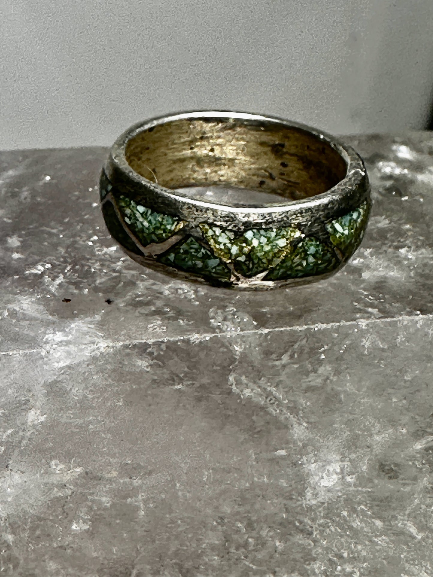 Turquoise ring size 5.25 Zuni band wedding sterling silver women b