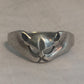 Vintage Sterling Silver Cat Face Ring Band Size 6.5  2.6g