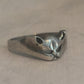 Vintage Sterling Silver Cat Face Ring Band Size 6.5  2.6g