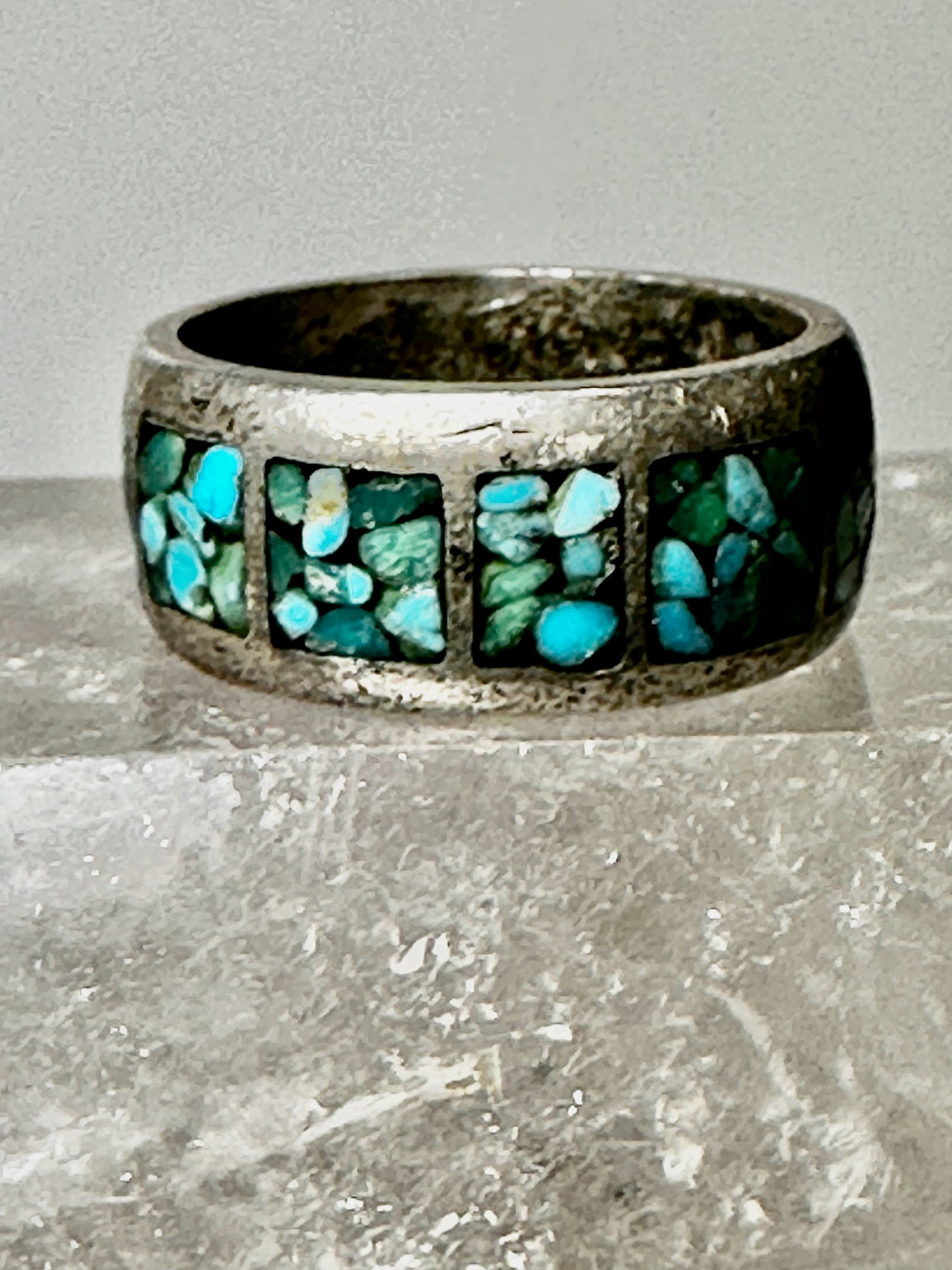 Turquoise ring size 6.25 Zuni band wedding sterling silver women