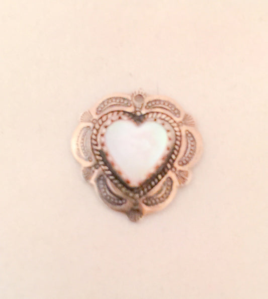 Heart Pendant  Mother of Pearl Sterling Silver