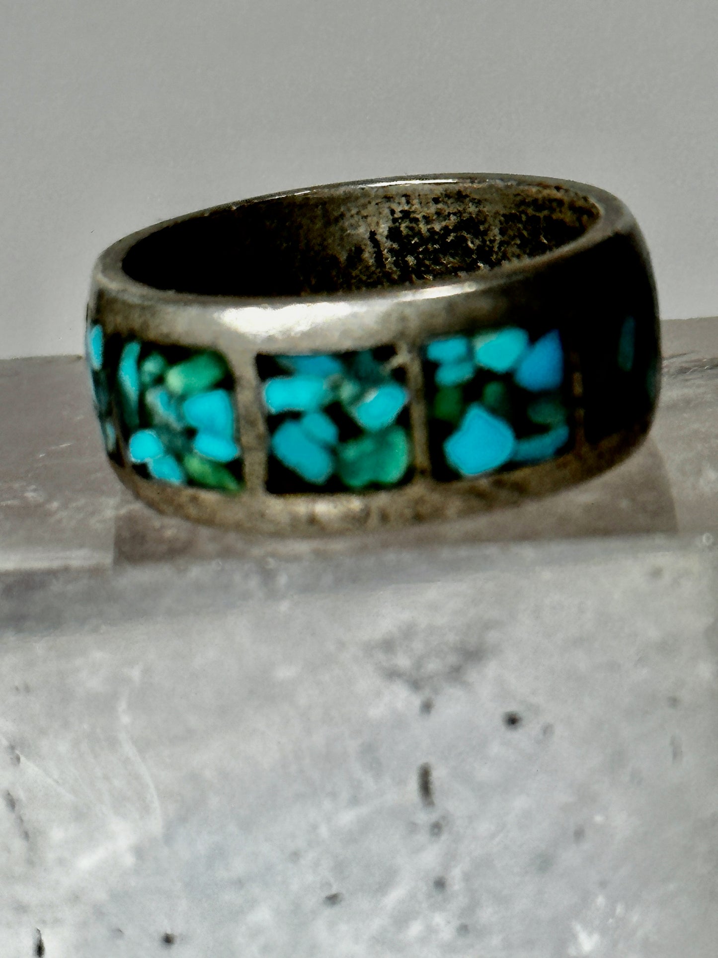 Turquoise ring size 6.25 Zuni band wedding sterling silver women
