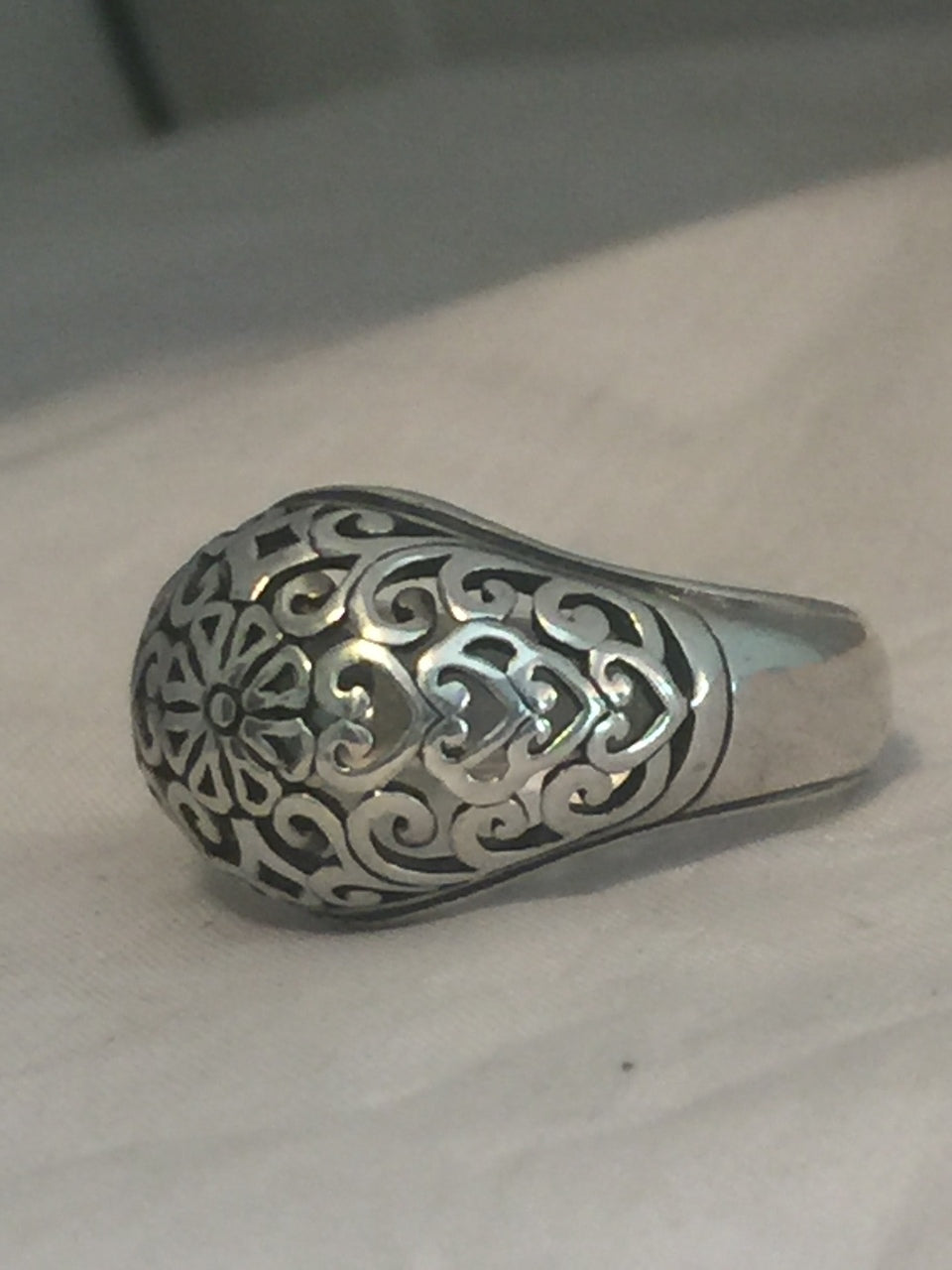 Vintage Sterling Silver Filigree Bubble Dome Ring Size 8.75  6g