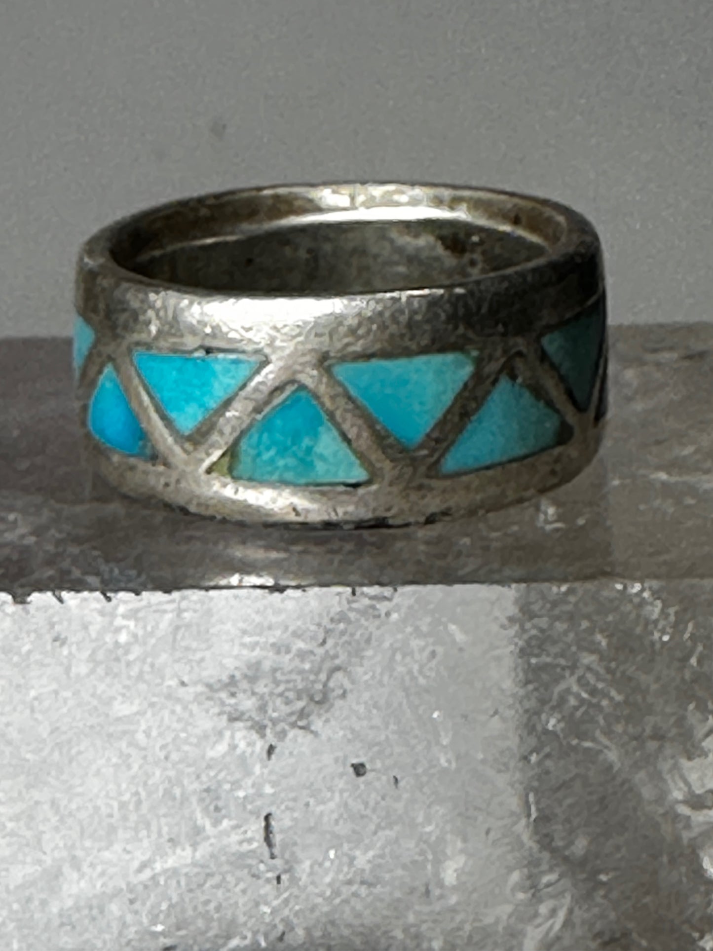 Turquoise ring size 4.25 Zuni band wedding sterling silver women