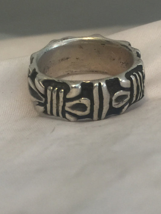 Tribal Band Vintage Sterling Silver Ring Southwest Size 8.25