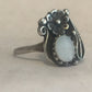Vintage Sterling Silver Southwest Tribal Mother of Pearl Ring Squash Blossom Size 6.5  2.4g
