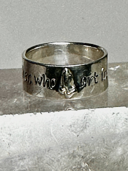 Hands ring Our father who are in heaven religious band size 6.75  sterling silver women