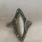 Vintage Sterling Silver Mother of Pearl & Marcasites Art Deco Ring Size 6.75 4.3g