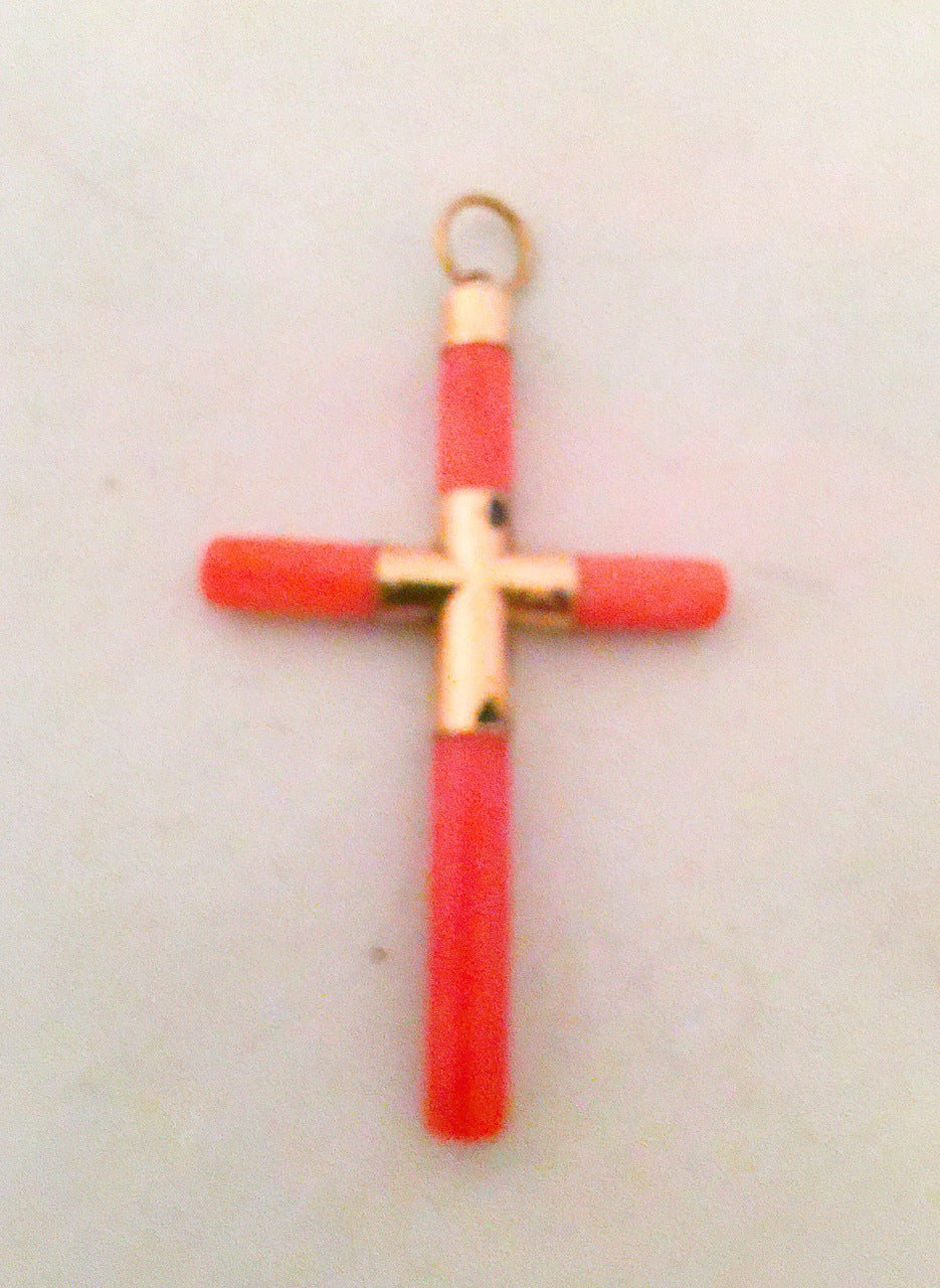Vintage Cross with Coral