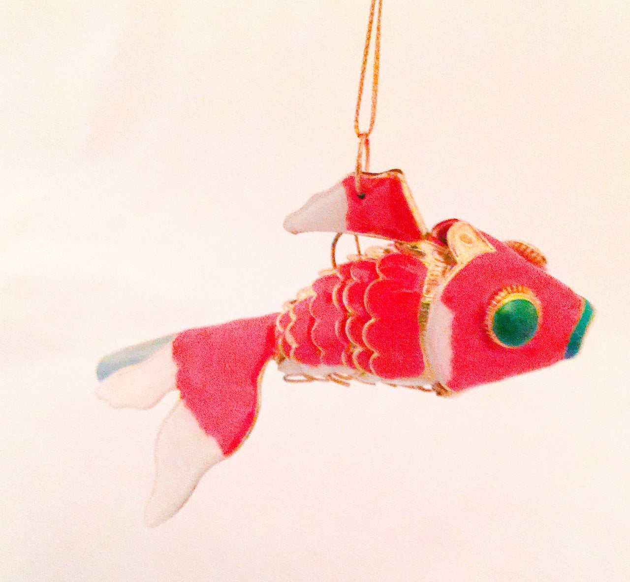 Koi Wiggle Fish Cloisonne Hanging Ornament Red