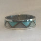 Vintage Sterling Silver Southwest Tribal Wedding Friendship Turquoise  MOP Ring  Size  7.75  3.7g