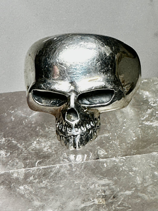 Skull ring size 14 biker band  sterling silver men