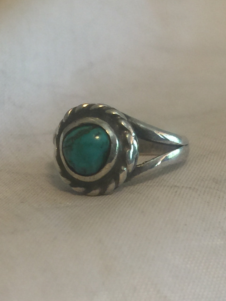 Vintage Sterling Silver Southwest Tribal Turquoise Ring Baby Size 1 2g