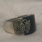 Vintage Sterling Silver Onyx & Marcasite Butterfly Band Size 7  11.2g