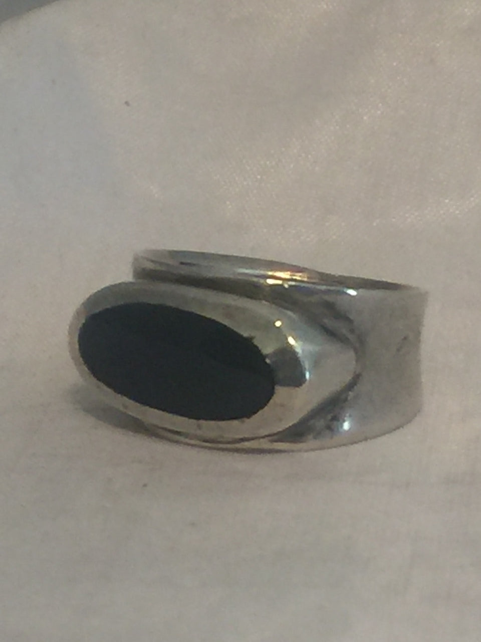 Vintage Sterling Silver Onyx Ring Band Southwest Size 6.25  8g