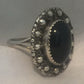 Vintage Sterling Silver Onyx Southwest Tribal Ring Size  7  6.9g