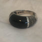 Vintage Sterling Silver Art Deco Onyx & Marcasite Band Ring Size 5.75  4.9g