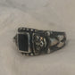 Vintage Sterling Silver Ring Onyx  Size 7  5.2g Mayan Aztec Figurative
