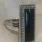 Vintage Sterling Silver Onyx  Marcasite Ring Adj Size 6.5 to 7  6.8g