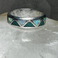 Turquoise lab opal ring size 9 southwest band wedding sterling silver women men