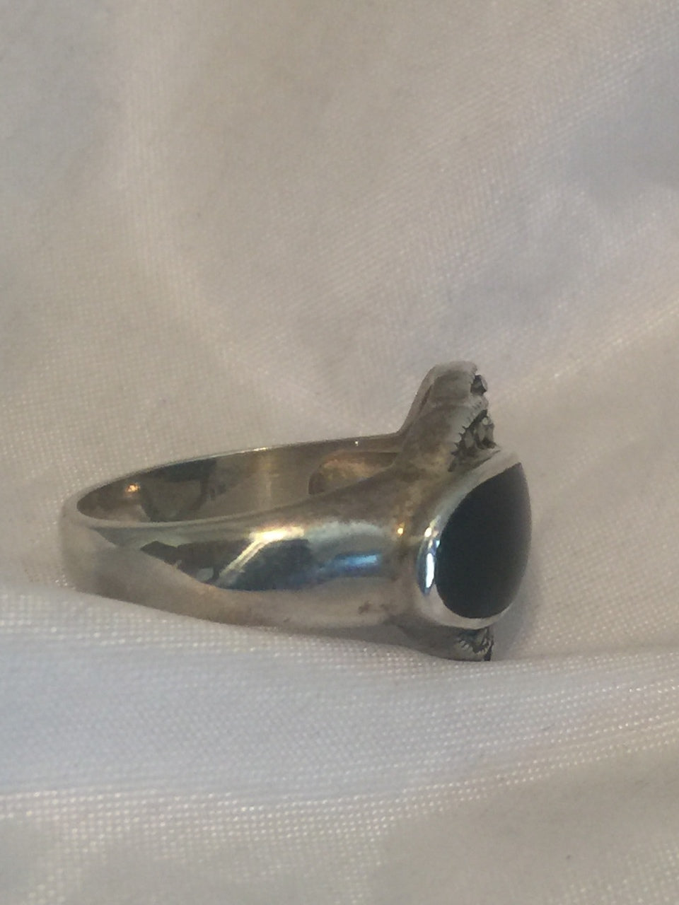 Vintage Sterling Silver Onyx &  Marcasites Band Ring Size 7 5.7g