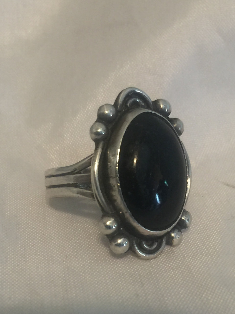 Vintage Sterling Silver Ring Lot Onyx Mexico Size 5.25  4.2g Pinky