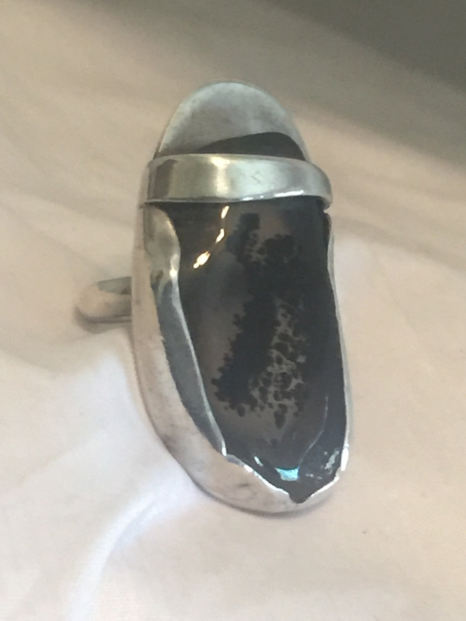 Vintage Sterling Silver Agate Ring Handmade Modern Size 5 12g