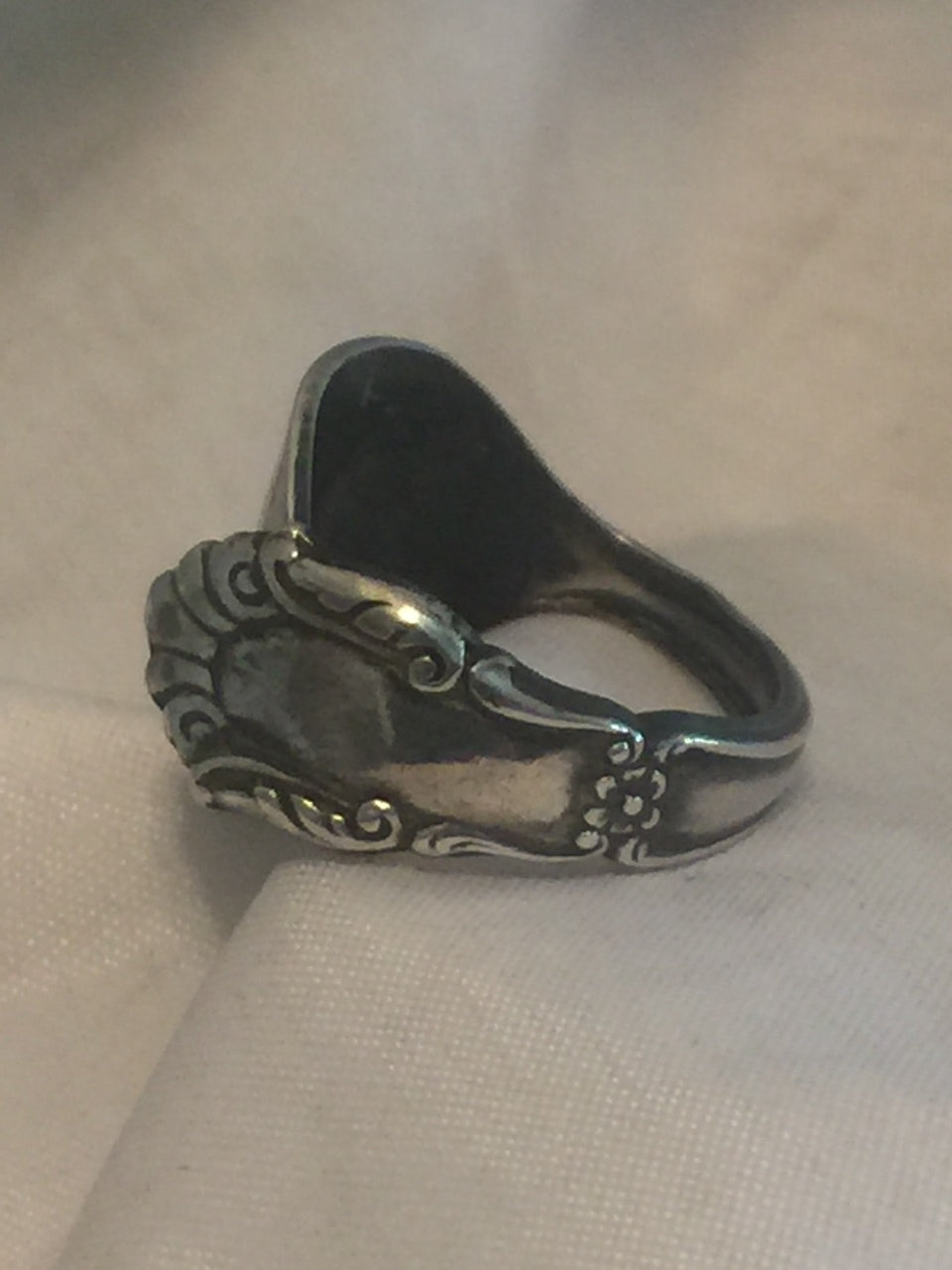 Vintage Sterling Silver Spoon Ring  ADJ Size 6.50- 7.50 3.2g