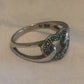 Vintage Sterling Silver Heart Marcasites Ring Band Size  8 3.6g
