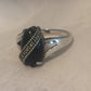 Vintage Sterling Silver  Onyx & Marcasite Band Ring    Size 7  3.9g