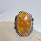 Amber Ring Nouveau Art Deco floral leaves sterling silver women girls