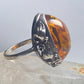 Amber Ring Nouveau Art Deco floral leaves sterling silver women girls