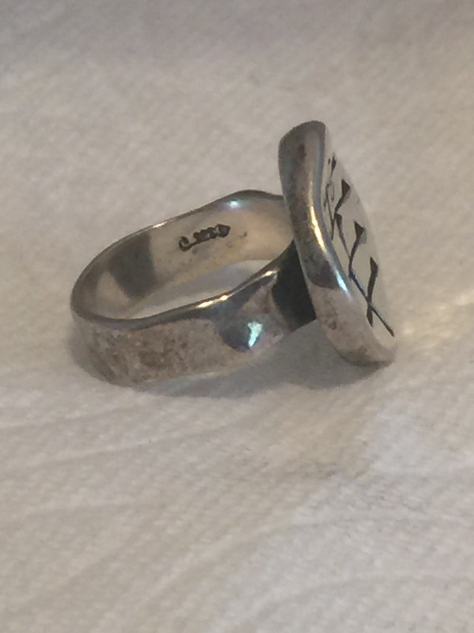 Vintage Sterling Silver Southwest Tribal  Ring   Signed  Joy  Size 8  11.5g