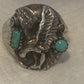 Vintage Sterling  Southwest Tribal Turquoise Eagle Ring Size 12.5 16.6g Men