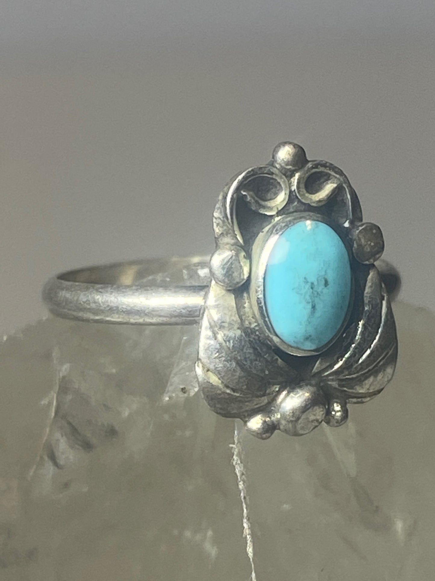 Turquoise ring southwest pinky floral leaves blossom baby children women girls  f